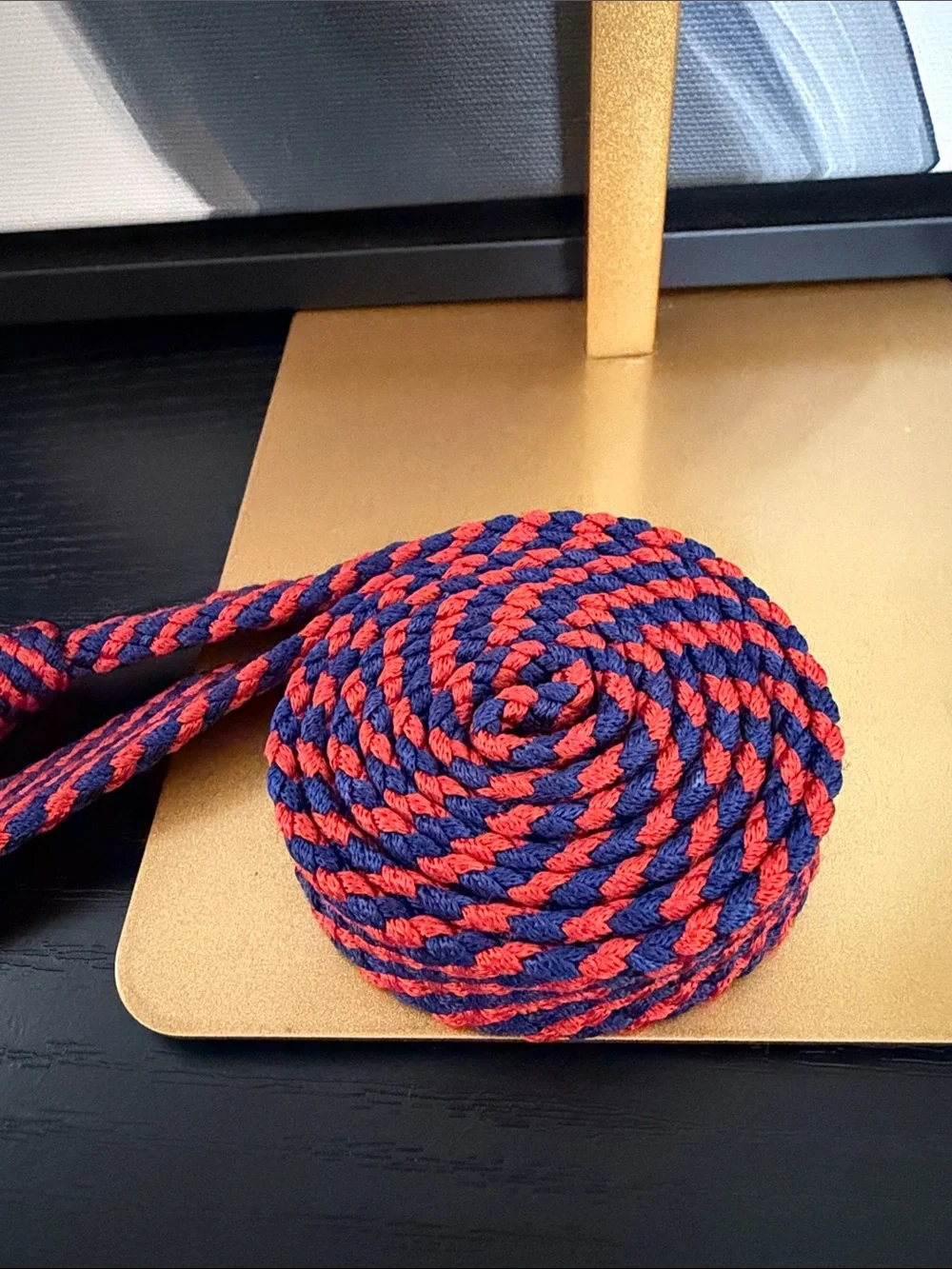 Vintage 80’s Blue and Red Woven Tassel Tie Belt